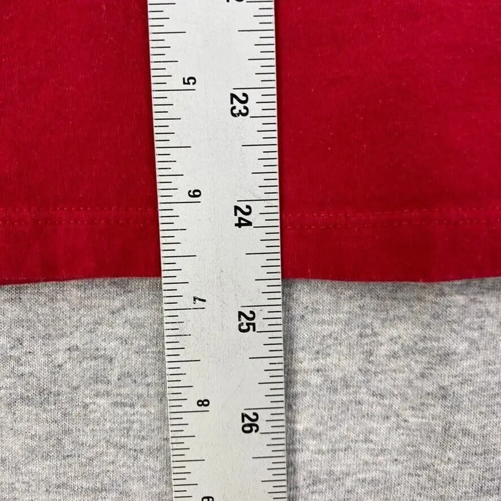 The Nike Tee Shirt Womens Large Red Blue Letters Short Sleeve Athletic Cut